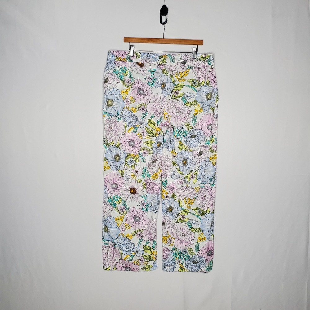 Gap Cotton Sleep Pants Women XL Pastel Garden Floral Cotton Straight Drawstring